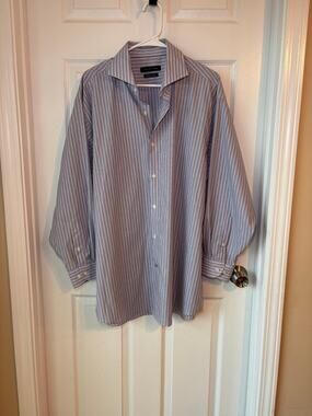 Tommy Hilfiger THFlex Supima Men’s XL 17½ 32/33 Striped Button Down Dress Shirt
